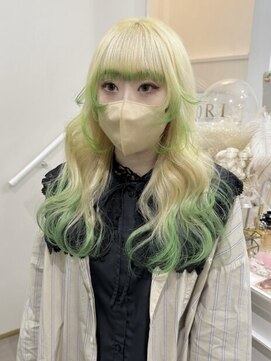 ハチ(HACHI) ぬきっぱブランドに黄緑のエンドカラー、デザインカラー