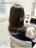 鎖骨下くびれミディアム×艶感チョコブラウン