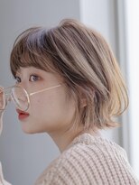 ガーデンヨコハマ(GARDEN YOKOHAMA) ボブ ホワイトグレージュ デジタルパーマ チェリーブラウン