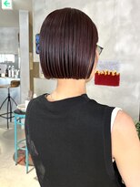 ハウ 心斎橋(how)&nbsp;ピンクチェリーレッド大人可愛い小顔カット夏レイヤー艶感