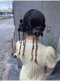 夏色ライブヘアセット！推しカラー/リボン編み込み/イベント