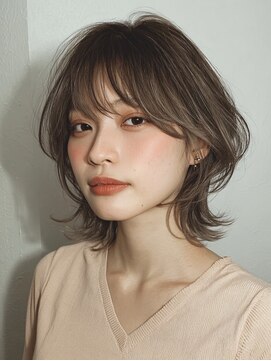 ハーツ(Heart's) ミディアムレイヤー×白髪ぼかしカラー３０代４０代５０代６０代