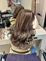 ブレンド 渋谷(BLend) ハイライトカラーくびれヘアアプリコットオレンジ