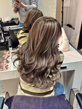 ブレンド 渋谷(BLend) ハイライトカラーくびれヘアアプリコットオレンジ