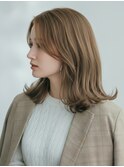 外ハネくびれミディ20代30代◎前髪なし大人韓国風レイヤー草加