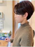 刈り上げショート/ハンサムショート/白髪ぼかしハイライト