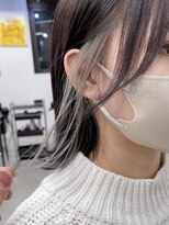 インナーカラーイヤリングカラーダブルカラーグレージュ原宿ボブ