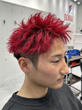 オーシャントーキョー 仙台(OCEAN TOKYO) レッドスパイキーショートブリーチ刈り上げメンズヘア