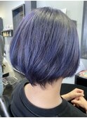 ショートボブ　ダブルカラー　バイオレット