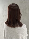 ピンクブラウン 切りっぱなし ストレートミディアム