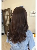 大人可愛い艶髪ラベンダーブラウンカラー韓国風ロングレイヤー