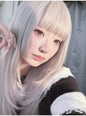 たっぷりレイヤー/ホワイトシルバー/前髪あり/ワンホンヘア