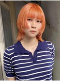 【macana指名】ケアブリーチオレンジ暖色ウルフボブ登戸