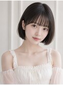 薄め前髪韓国風パーマくびれ巻きウルフミディアムサイドバング☆