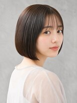 トリニティ(trinity) 髪質改善 縮毛矯正 ミディアムボブ シースルーバング 沖縄