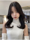 上品愛されくびれヘア 艶カラー顔まわりカット 黒髪20代30代40代