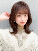 黒髪/グレーベージュ/レイヤーロング/前髪パーマ