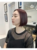 レッドカラー　レッドブラウン　ブリーチなし　艶カラー