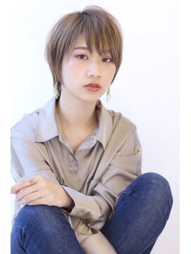 オーロ 緑地公園店(ORO) イメチェンローライトフォギーベージュ小顔ワンサイドショート