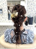 編み下ろしポニー/結婚式/参列ヘア/お呼ばれヘア/