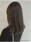 透明感アッシュグレージュ×セミロングレイヤーデジタルパーマ