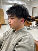 メンズマッシュツーブロ刈り上げ波巻きツイストスパイラルパーマ
