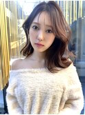 レイヤーカット ミディアムレイヤー くびれヘア 韓国ヘア