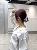 チェリーレッド/暖色カラー/顔周りカット/枚方美容室/大阪美容室