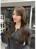 透明感モカベージュ/韓国レイヤーカット/ロングくびれヘア