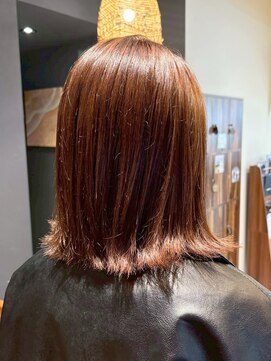 ヘアリゾート粋 トゥジュ 池袋東口店(tujuh) 外はねミディ/オレンジブラウン