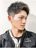 七三オールバックツイストパーマコンマヘア