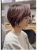 大人ショートヘアイルミナカラーグレーベージュ