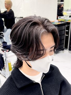 メンズヘアセンス 渋谷(MEN'S HAIR SENSE) センターパート/ハイライト/アッシュブラック/ウルフ/渋谷