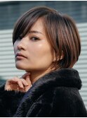 表参道酸性ストレートパーマ艶髪ショートベージュアッシュ40代