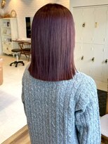 アモレット(amoretto)&nbsp;切りっぱなしボブ 顔周りカット ピンクブラウン 20代 髪質改善