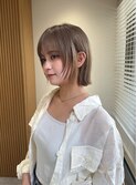 イメチェン　ボブ　外ハネボブ　美髪　ホワイトブロンド　韓国