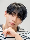 韓国ヘアニュアンスコンマバングセンターパートフェザーパーマ