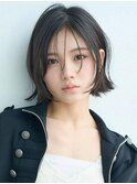 《Agu hair》ハンサムショートボブ×前髪あり×暗髪レイヤー