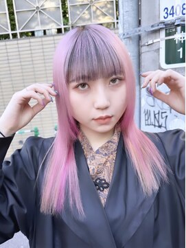 リル 溝の口(LiL) デザインカラーピンクイエロー/溝の口/ブリーチ/レイヤーカット