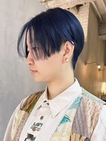 アイティー バイ アルバム 浦和店(IT by ALBUM)&nbsp;ネイビーブルー _ピンクブラウン切りっぱなしボブ_ba471991