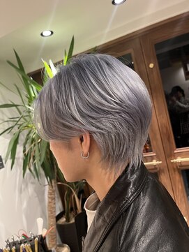 ダブル(W) グレーカラー×毛流れセンターパート