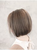 20代30代ナチュラルストレートボブ丸みベージュ艶感ボブ