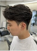 フェザーパーマ×センターパートビジネスヘア