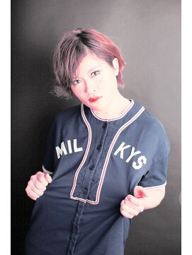 オーバーキャプテンネイキッド(OVER CAPTAIN NAKED) ストリートアシメ★２ブロックショート×デザインカラー