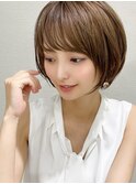 大人かわいいフェザーバング愛されショートブラウン30代吉祥寺