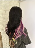 エクステでショートからロング!インナーピンク&ラベンダー