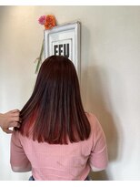 ウーヴリール 総社店(ouvrir)&nbsp;ナチュラルストレート×インナカラーピンクブラン