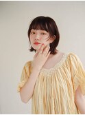 ミディアムヘア/斜めバング/グレージュカラー/甲府駅