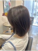 酸性ストレートで美髪◎ミディアム×グレージュ