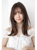 ミディアムレイヤー/20代30代大人かわいい/オリーブグレージュ